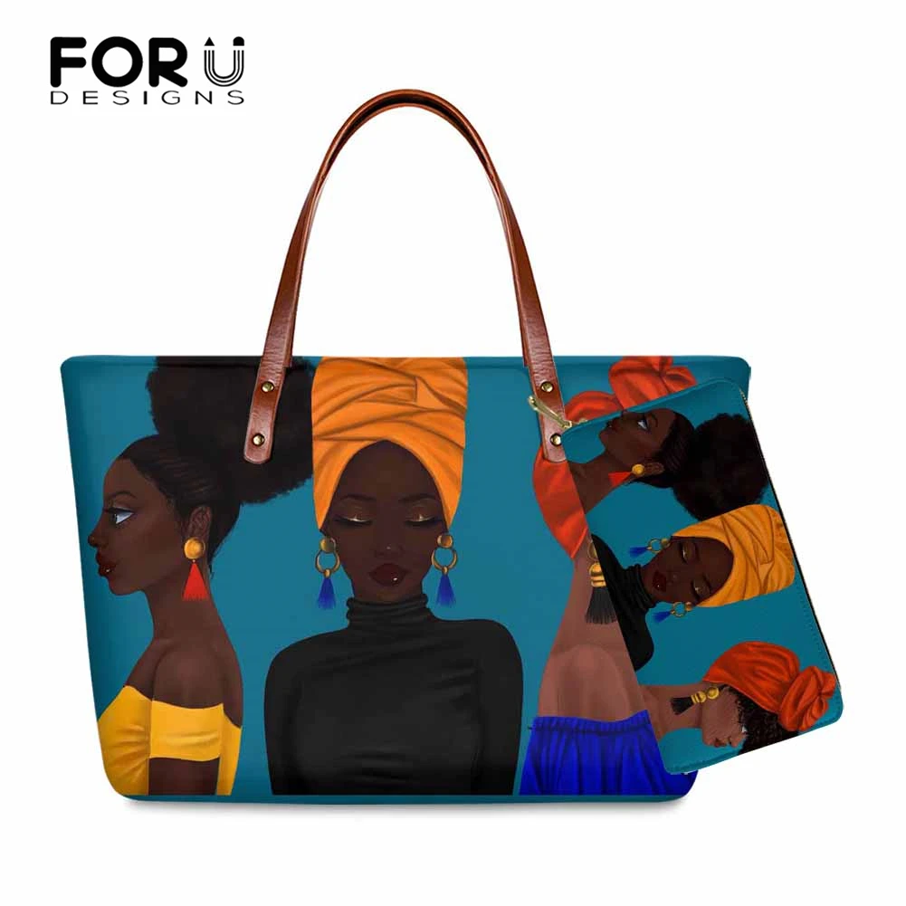 FORUDESIGNS Black Women Art African Girls Handbags Ladies Luxury Design Purse&Handbag for Females 2pcs/set Shoulder Tote Bags
FORUDESIGNS Black Women Art African Girls Handbags Ladies Luxury Design Purse&Handbag for Females 2pcs/set Shoulder Tote Bags