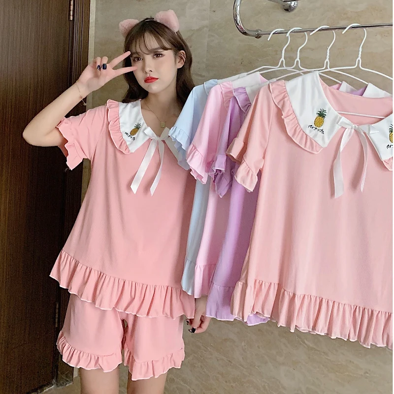 2020 New Summer Short Sleeve Pajama Set for Women Fashion Korean Shorts Sleepwear Suit Pyjama Homewear Pijama Mujer Home Clothes
2020 New Summer Short Sleeve Pajama Set for Women Fashion Korean Shorts Sleepwear Suit Pyjama Homewear Pijama Mujer Home Clothes