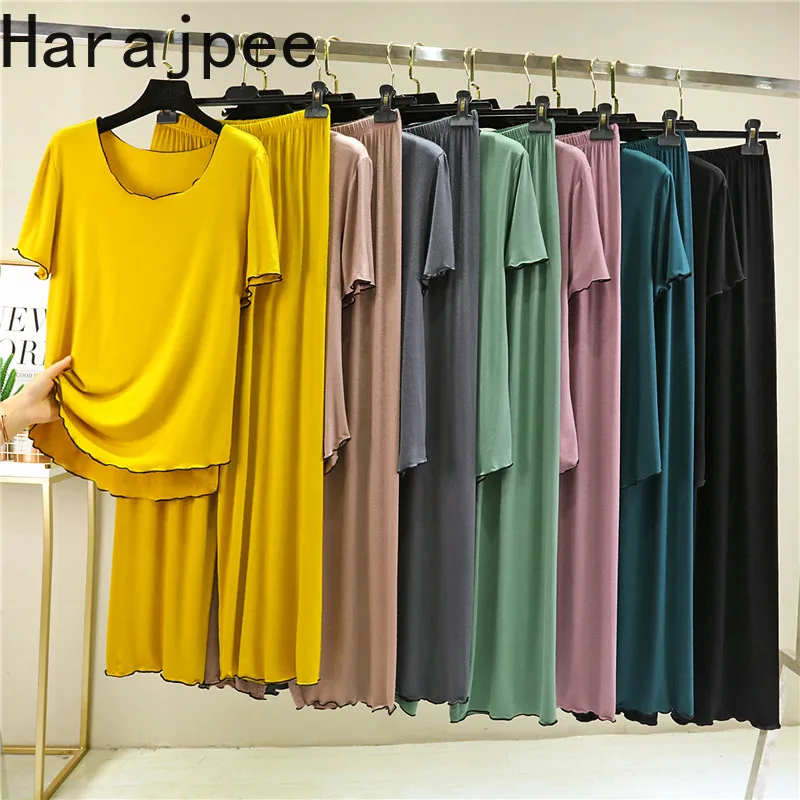 Harajpee Simple Pajamas Comfortable Soft Breathable Modal Pajama Summer Thin 2 Piece Sets Short Sleeve Pants Loose Homewear
Harajpee Simple Pajamas Comfortable Soft Breathable Modal Pajama Summer Thin 2 Piece Sets Short Sleeve Pants Loose Homewear