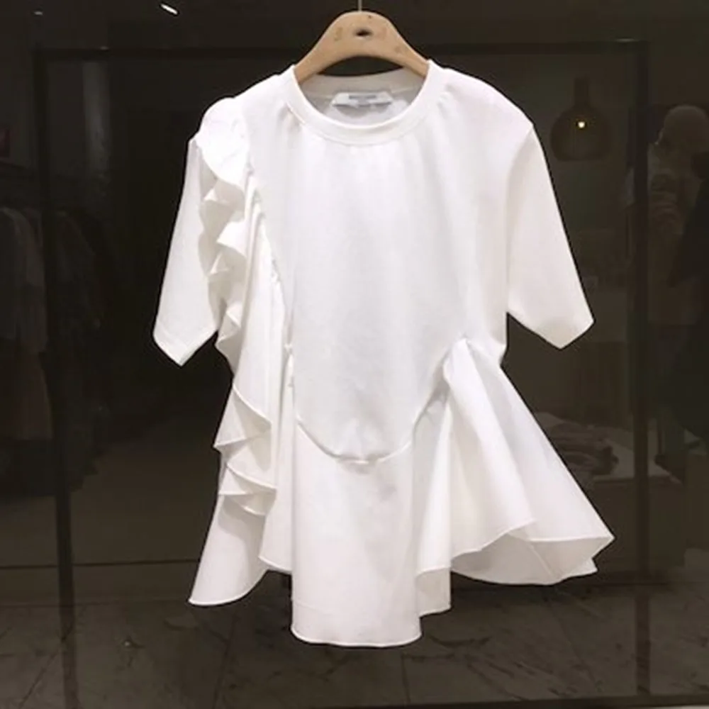 Aysmmetrical Top Summer Japan Cute Ruffles T-Shirt Women Casual Clothes Short Sleeve Falbala Irregular Korea Streetwear Tshirt
Aysmmetrical Top Summer Japan Cute Ruffles T-Shirt Women Casual Clothes Short Sleeve Falbala Irregular Korea Streetwear Tshirt