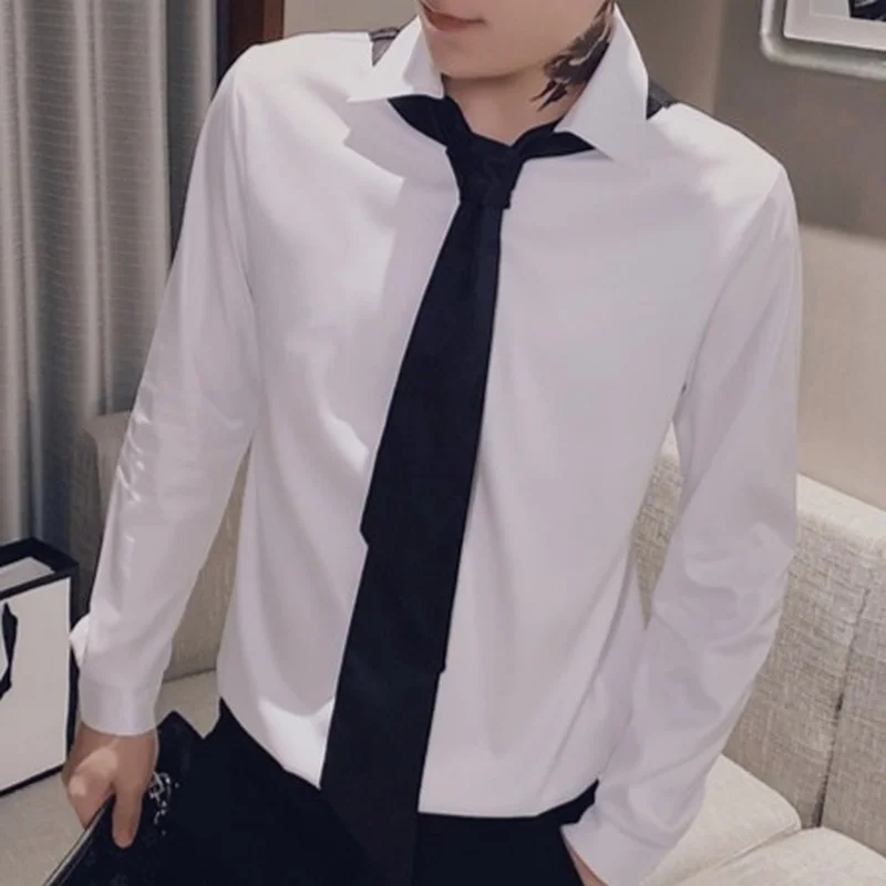 Brand Solid Shirt for Men 2021 Autumn Trendy Handsome Casual Slim Lapel Long-sleeved Shirt Streetwear Male Clotheing Free Tie
Brand Solid Shirt for Men 2021 Autumn Trendy Handsome Casual Slim Lapel Long-sleeved Shirt Streetwear Male Clotheing Free Tie