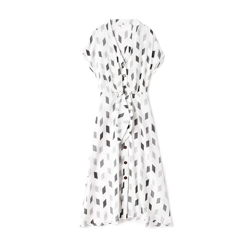 Schinteon Women Print A-Line Dress 100% Real Silk V-Neck Collar Office Lady Sashes Elegent Dresses Summer New Top Quality
Schinteon Women Print A-Line Dress 100% Real Silk V-Neck Collar Office Lady Sashes Elegent Dresses Summer New Top Quality