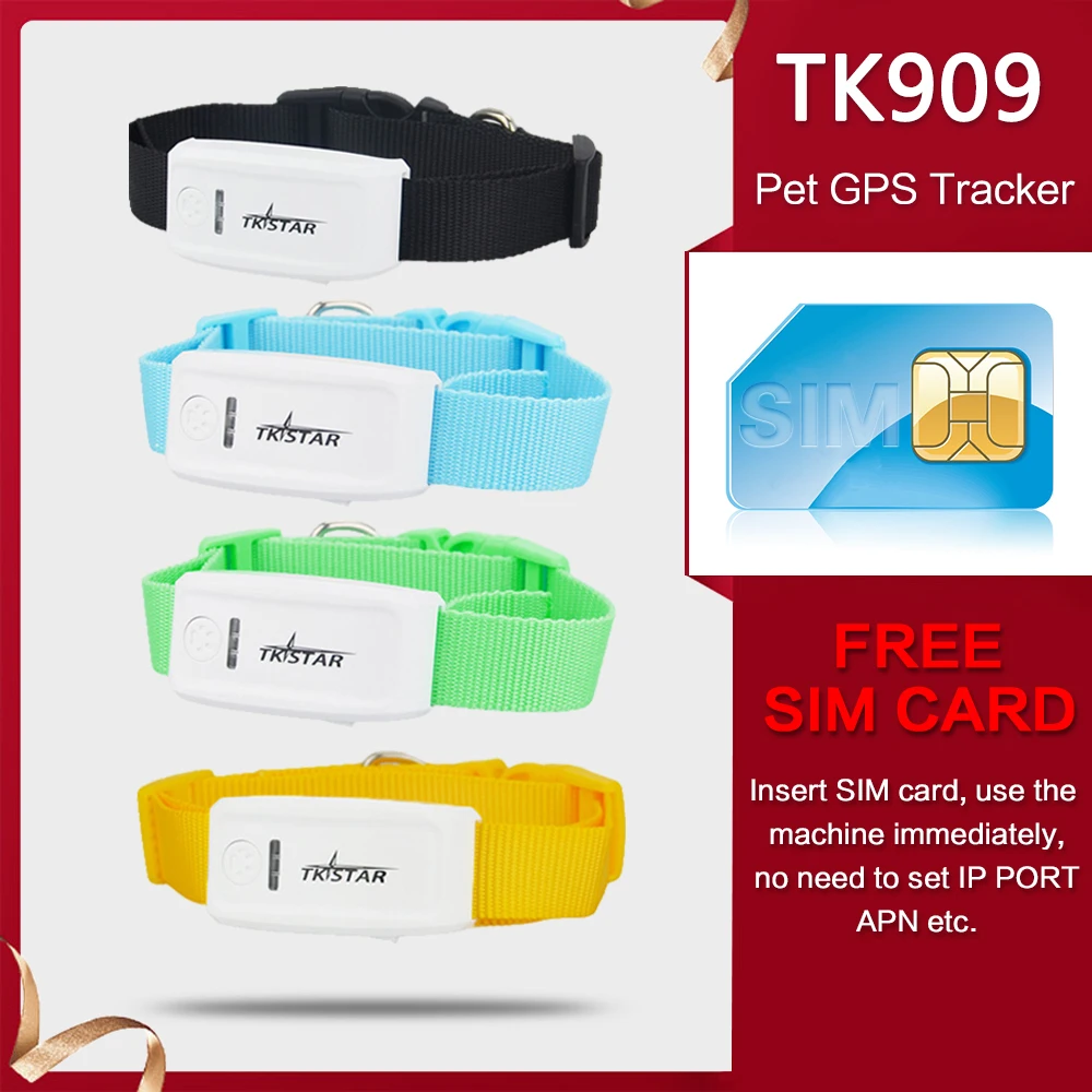 

TK909 Popular Mini Pet Tracker With Collar GSM/GPRS Positioning Real Time GPS Tracker Dog Pet TK909 Lifefree tracking web/app
