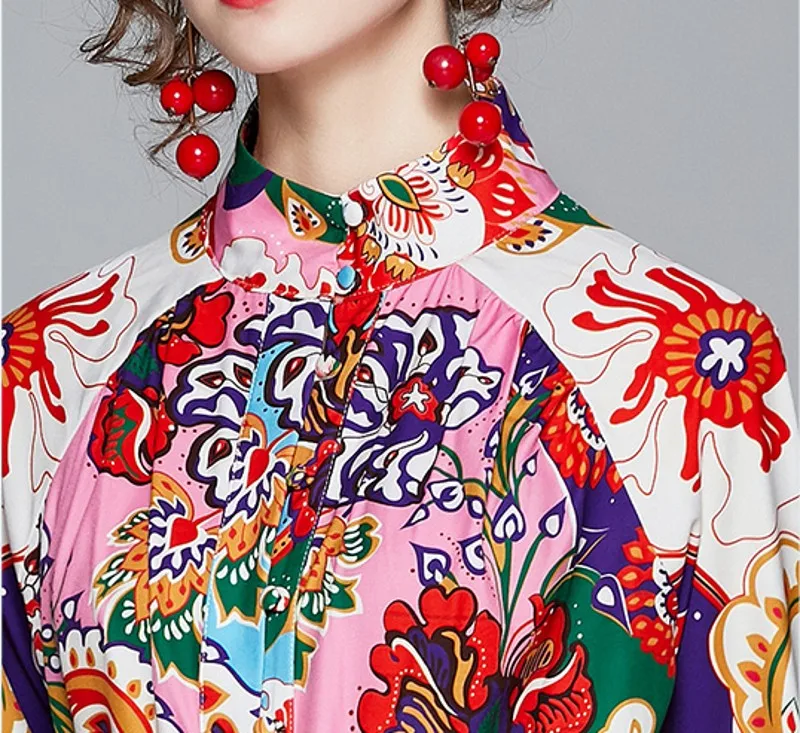 2020 Autumn Vintage Lantern Sleeve Dress Women Elegant Stand collar Single-Breasted Flower Print Dress With Belt
2020 Autumn Vintage Lantern Sleeve Dress Women Elegant Stand collar Single-Breasted Flower Print Dress With Belt