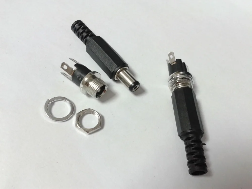 DC 5.5mm x 2.1mm DC Power( female Socket + male plug) Panel Mount Connector
DC 5.5mm x 2.1mm DC Power( female Socket + male plug) Panel Mount Connector