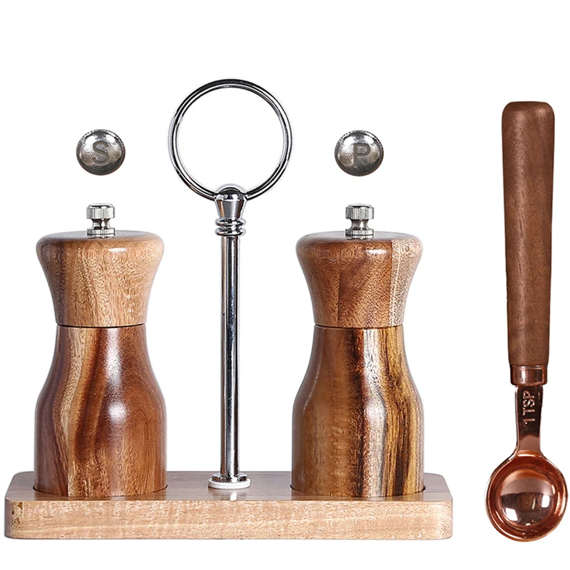 Classical Acacia Wood Pepper Spice Mill Grinder Set Handheld Seasoning Mills Grinder Ceramic Grinding Core With Rose Gold Spoon
Classical Acacia Wood Pepper Spice Mill Grinder Set Handheld Seasoning Mills Grinder Ceramic Grinding Core With Rose Gold Spoon