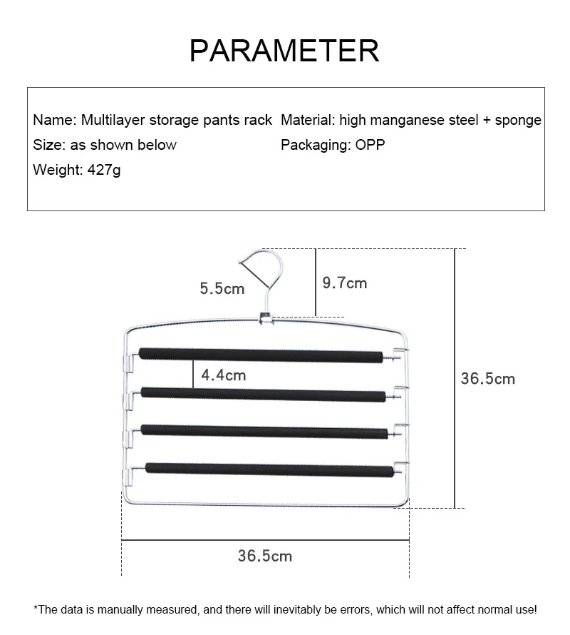 36.5cm Wardrobe Storage Hanging Pants Artifact Scarf Multilayer Seamless Pant Hanger Metal Five Layer Sponge Antiskid Pants Rack
36.5cm Wardrobe Storage Hanging Pants Artifact Scarf Multilayer Seamless Pant Hanger Metal Five Layer Sponge Antiskid Pants Rack
