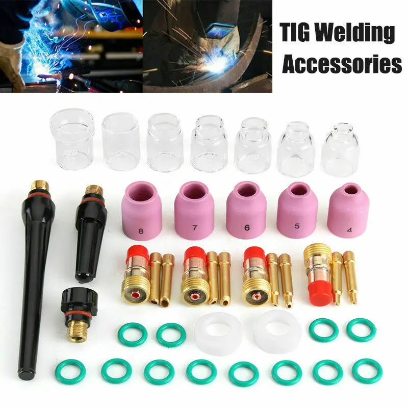 TIG Welding Torch Stubby Gas Lens Heat Resistant Glass Cup Kit For WP-17/18/26 2.4mm 3/32" O-rings semi-automatic welding
TIG Welding Torch Stubby Gas Lens Heat Resistant Glass Cup Kit For WP-17/18/26 2.4mm 3/32" O-rings semi-automatic welding