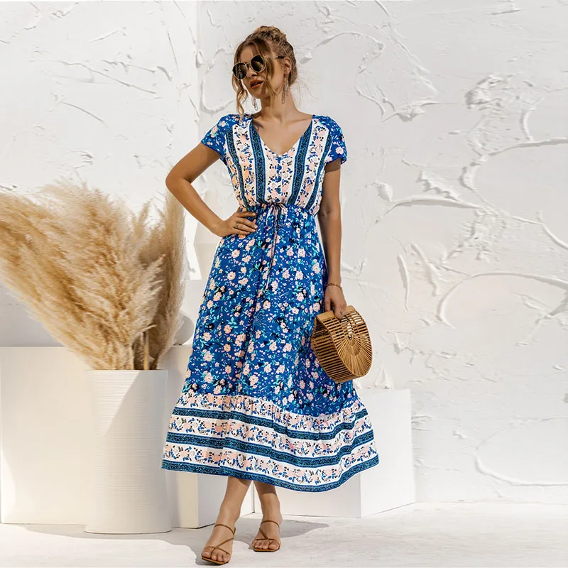 2021 summer women's long dress V-neck bohemian style long dress with button decorations casual bohemian beach vacation long dres
2021 summer women's long dress V-neck bohemian style long dress with button decorations casual bohemian beach vacation long dres