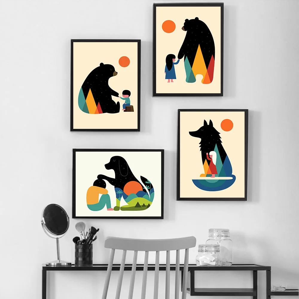 Animal and Kid Is Friends Canvas Painting Wall Art Nordic Posters and Prints Wall Pictures for Living Room Decoration Frameless
Animal and Kid Is Friends Canvas Painting Wall Art Nordic Posters and Prints Wall Pictures for Living Room Decoration Frameless