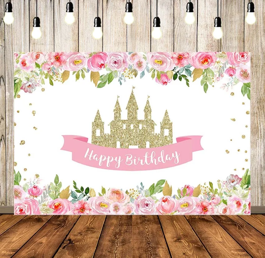 Princess Birthday Party Backdrop for Girl 1st Birthday Photography Background Pink and Gold Floral Castle Fairy Princess Party 
Princess Birthday Party Backdrop for Girl 1st Birthday Photography Background Pink and Gold Floral Castle Fairy Princess Party