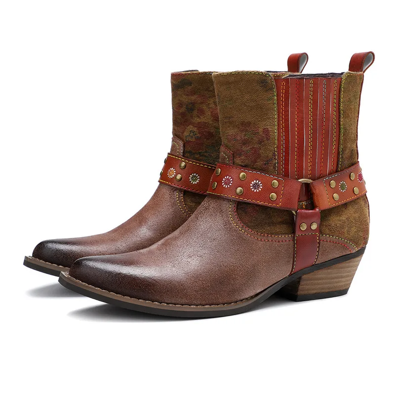 Metal decoration Genuine Leather Women Boots Vintage Bohemian Ankle Boots Women Shoes Zipper Low Square Heel Ladies Shoes Woman
Metal decoration Genuine Leather Women Boots Vintage Bohemian Ankle Boots Women Shoes Zipper Low Square Heel Ladies Shoes Woman