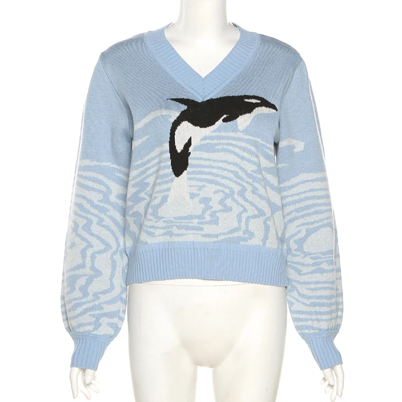 LVINMW Slim Sweaters Animal Print Fashion Casual Autumn Pullovers Knitted V Neck Long Sleeve Water Ripple Tops Sweet Streetwear
LVINMW Slim Sweaters Animal Print Fashion Casual Autumn Pullovers Knitted V Neck Long Sleeve Water Ripple Tops Sweet Streetwear