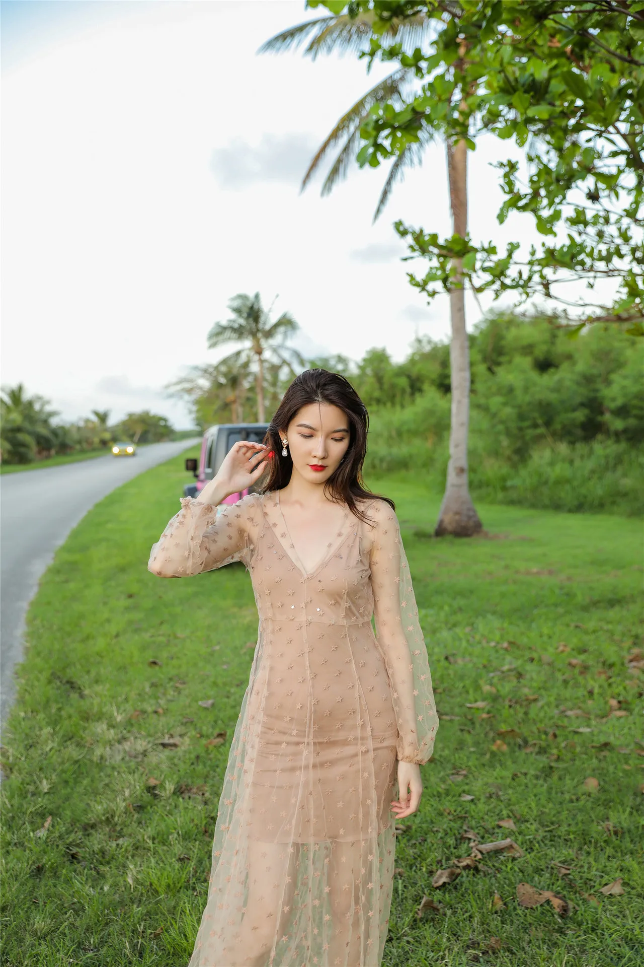 High Quality Dresses Mesh Stars Embroidery Long Sleeve Boho Dresses Maxi Sexy Dress Deep V Neck Elegant Women Cocktail Dresses
High Quality Dresses Mesh Stars Embroidery Long Sleeve Boho Dresses Maxi Sexy Dress Deep V Neck Elegant Women Cocktail Dresses