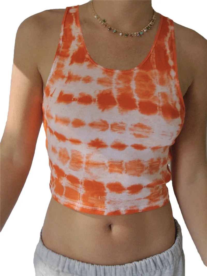 Women Summer Tank Vest Tie Dye Printed T-Shirt Slim O-Neck Sleeveless Backless Crop Top 
Women Summer Tank Vest Tie Dye Printed T-Shirt Slim O-Neck Sleeveless Backless Crop Top