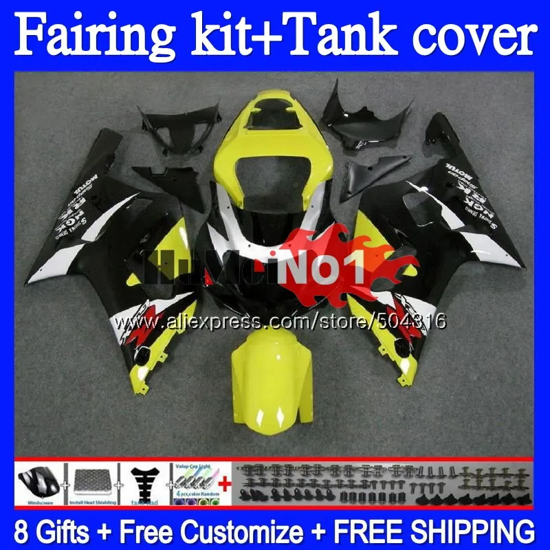 + Бак для SUZUKI GSXR 750 Φ 600 mc.70 2001 K1 CC GSXR750 GSXR600 01 02 03 2002 2003 черно желтый обтекатель|Чехлы