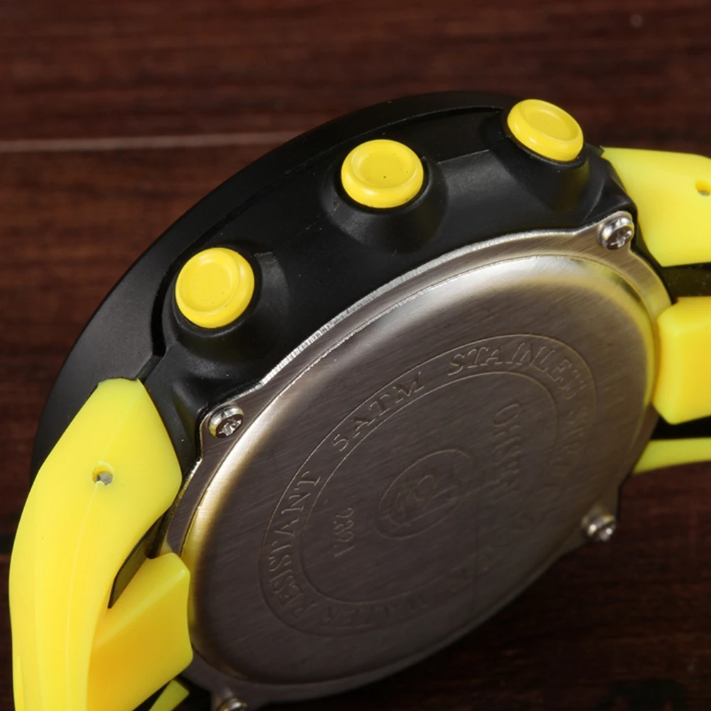 Цифровые женские наручные часы модные желтые водонепроницаемые спортивные