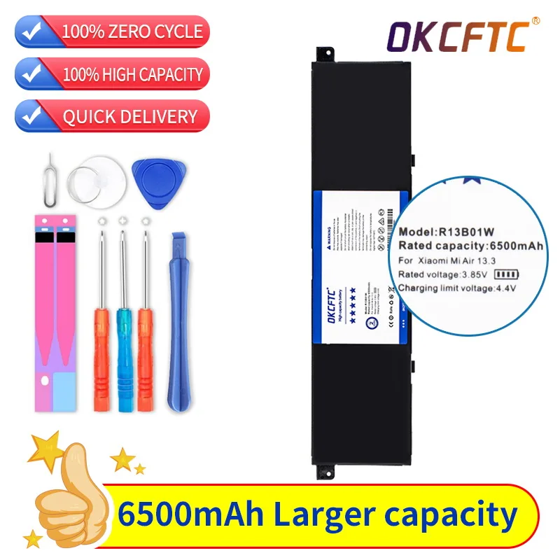 OKCFTC 6500mAh New R13B01W R13B02W Laptop Battery For Xiaomi Mi Air 13.3" Series Tablet PC 39WH
OKCFTC 6500mAh New R13B01W R13B02W Laptop Battery For Xiaomi Mi Air 13.3" Series Tablet PC 39WH
