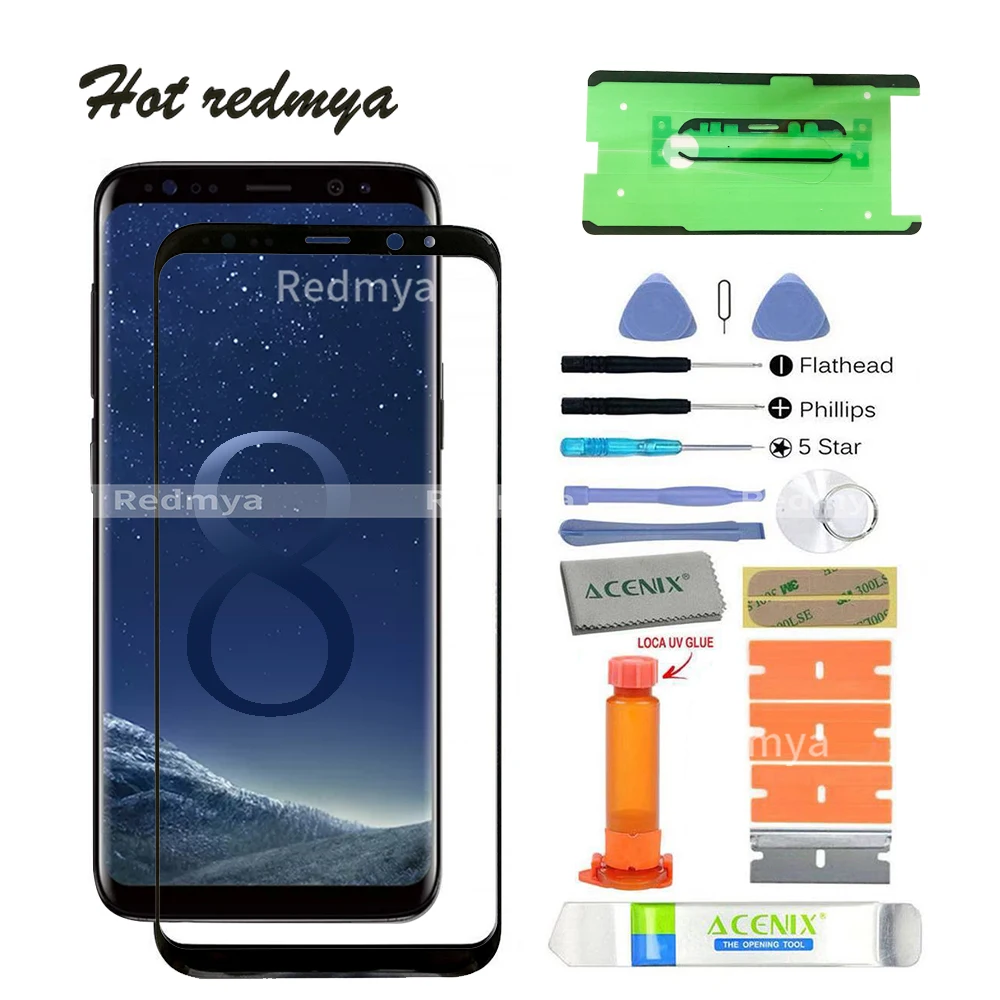 

ecran s8 touch screen front glass For Samsung Galaxy S8 G950 5.8"S8 Plus G955 6.2" LCD screen front Outer Glass Lens+tools