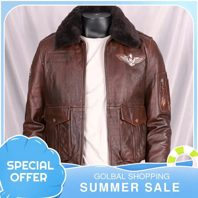 2021 Vintage Brown Military Style G1 Pilot Leather Jacket Men Plus Size 5XL Real Natural Cowhide Autumn Short Aviation Coat
2021 Vintage Brown Military Style G1 Pilot Leather Jacket Men Plus Size 5XL Real Natural Cowhide Autumn Short Aviation Coat