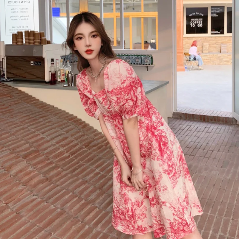 Luck A Korean Elegant Floral Pink Midi Dress Women Kawaii Sweet Print Short Sleeve Loose Dress Casual Street Dress Summer 2021 
Luck A Korean Elegant Floral Pink Midi Dress Women Kawaii Sweet Print Short Sleeve Loose Dress Casual Street Dress Summer 2021
