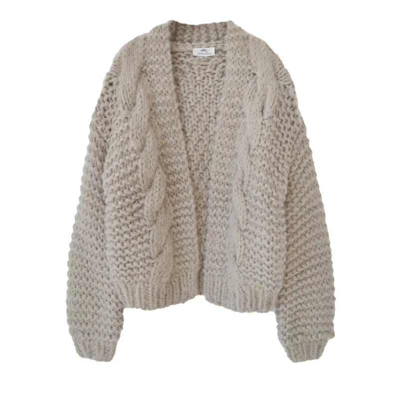 autumn and winter retro classic twist rhombus wool mohair loose coat hand-knitted thick needle cardigan sweater women
autumn and winter retro classic twist rhombus wool mohair loose coat hand-knitted thick needle cardigan sweater women