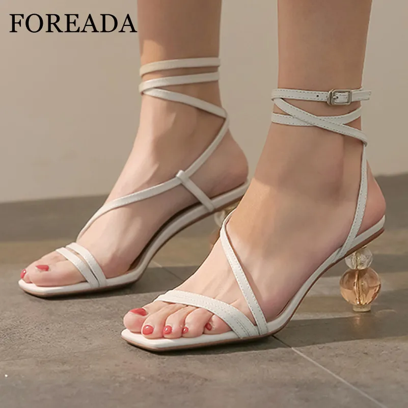 FOREADA Women Sandals Real Leather High Heels Ankle Strap Sandals Crystal Strange Style Heel Shoes Square Toe Female Footwear 40
FOREADA Women Sandals Real Leather High Heels Ankle Strap Sandals Crystal Strange Style Heel Shoes Square Toe Female Footwear 40