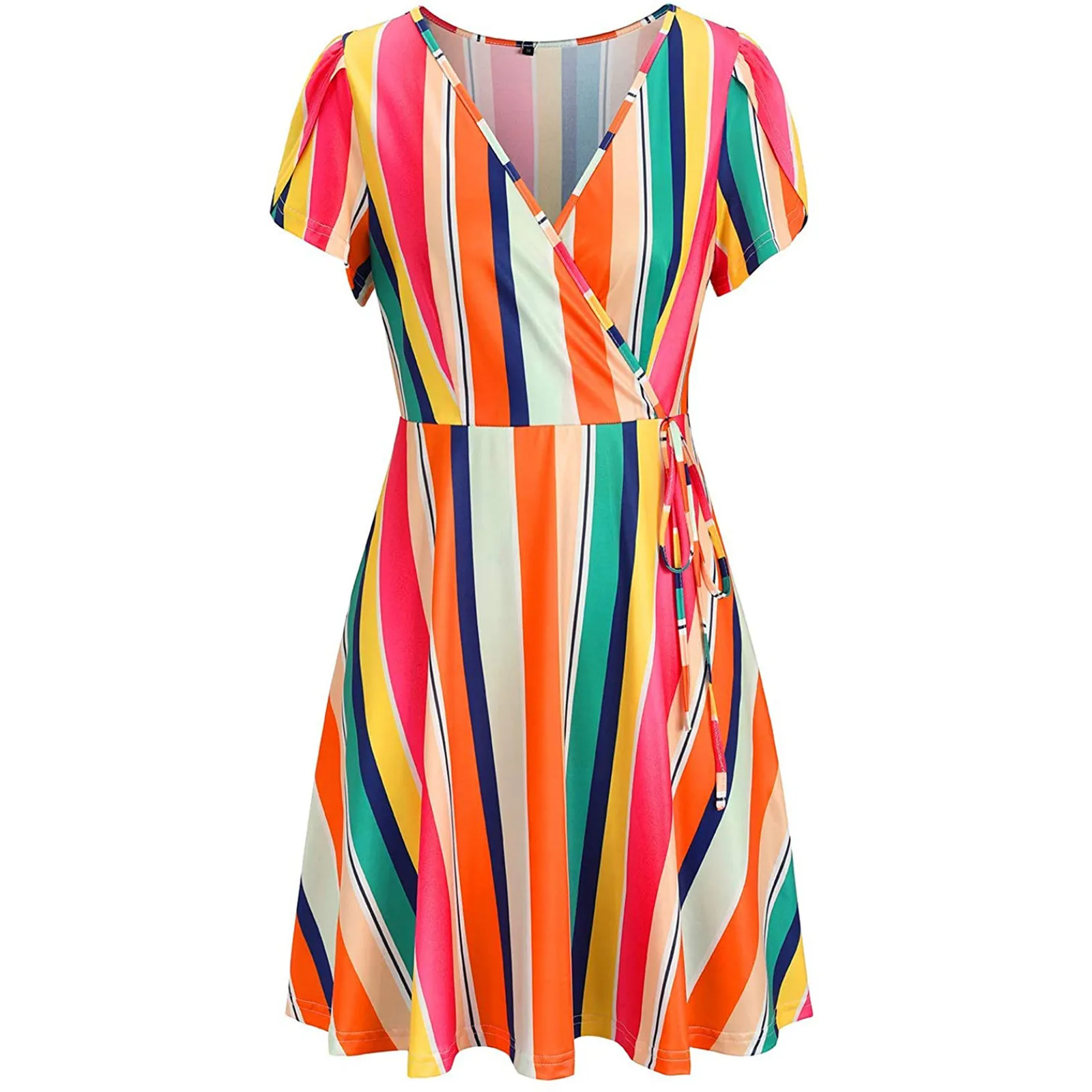 Summer Dress For Women 2021 Summer Short Sleeve V-neck Stripe Printing Mini Dress With Belt Female High Waist Party Dresses#35
Summer Dress For Women 2021 Summer Short Sleeve V-neck Stripe Printing Mini Dress With Belt Female High Waist Party Dresses#35