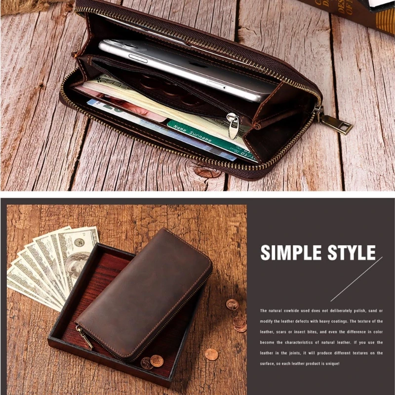 Retro Men Genuine Leather Long Wallet Card Phone Holder Organizer Zipper Coin Purse Fashion Carrier Holster Carrying
Retro Men Genuine Leather Long Wallet Card Phone Holder Organizer Zipper Coin Purse Fashion Carrier Holster Carrying