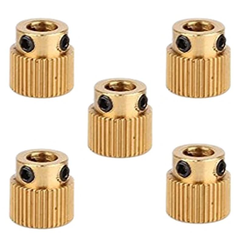 

5Pcs Rugged 3D Printer Parts Driver 40 Tooth Gear Brass Extruder Wheel Gear for Printer Cr-10 Cr-10S S4 S5 Ender 3 Pro