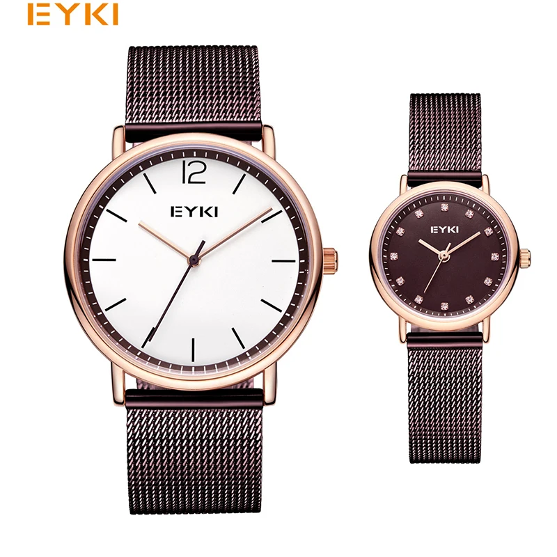 

EYKI Brand Couple Weave Mech Strap Watches Simple Milanese Stainless Steel Men Women Casual Dress Watch Ultra Thin Relogio Gift