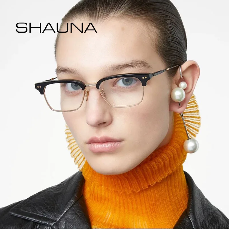SHAUNA Anti Blue Light Half Frame Optical Frames Rivets Luxury Small Rectangle Computer Glasses UV400
SHAUNA Anti Blue Light Half Frame Optical Frames Rivets Luxury Small Rectangle Computer Glasses UV400