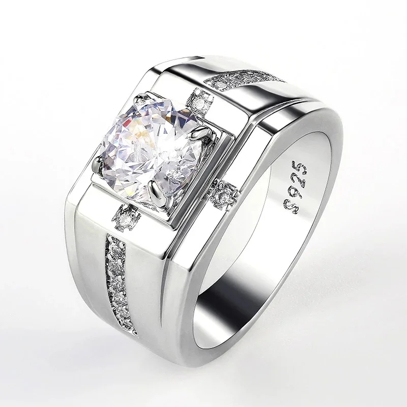 Men Silver Color Rings for Wedding Engagement Luxury Shiny Cubic Zirconia Simple Dazzling Male Marriage Rings Classic Jewelry
Men Silver Color Rings for Wedding Engagement Luxury Shiny Cubic Zirconia Simple Dazzling Male Marriage Rings Classic Jewelry