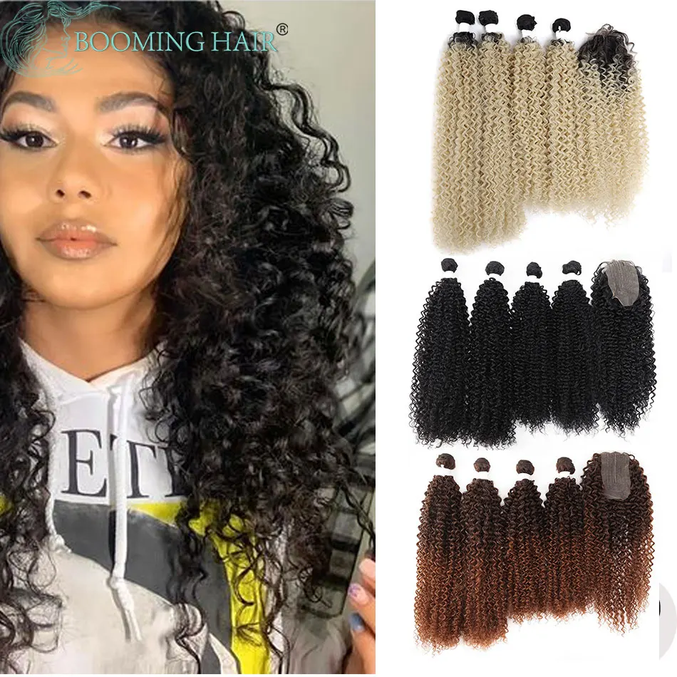 Kinky Curly Bundles With Closure Synthetic 24" 26"MT4-BUG Afro Curly Hair Extensions Bundles Free Closure For Women BOOMING HAIR
Kinky Curly Bundles With Closure Synthetic 24" 26"MT4-BUG Afro Curly Hair Extensions Bundles Free Closure For Women BOOMING HAIR