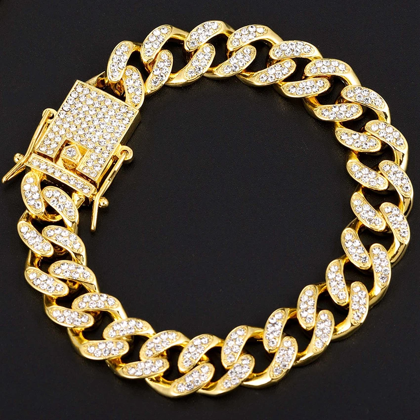 Hip Hop Iced Out Miami Cuban Link Bracelet Full Rhinestone Paved Link Chain Bracelets for Men Hip Hop Jewelry
Hip Hop Iced Out Miami Cuban Link Bracelet Full Rhinestone Paved Link Chain Bracelets for Men Hip Hop Jewelry