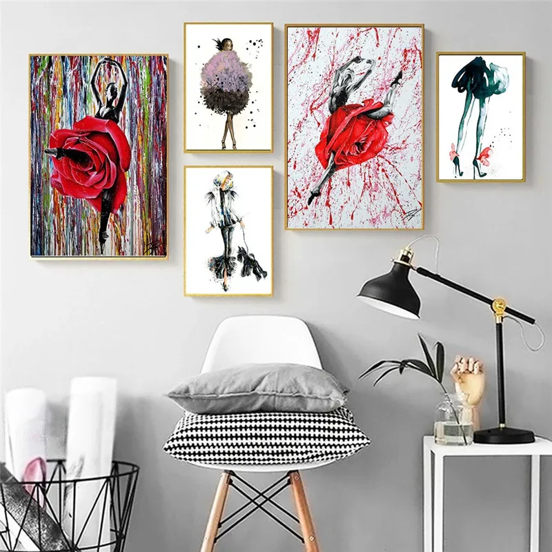 Ballerina Girl Abstract Flower Skirt Canvas Painting Graffiti Posters and Prints Wall Decor Modern Home Decor Art Cuadros
Ballerina Girl Abstract Flower Skirt Canvas Painting Graffiti Posters and Prints Wall Decor Modern Home Decor Art Cuadros