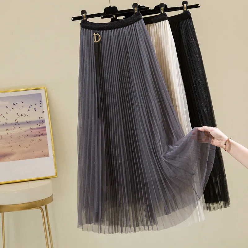Limiguyue Spring Women Pleated Mesh Tulle Skirt Midi Long Chic D Design Letter Belt High Waist Skirts A Line Jupes Femme K1278
Limiguyue Spring Women Pleated Mesh Tulle Skirt Midi Long Chic D Design Letter Belt High Waist Skirts A Line Jupes Femme K1278