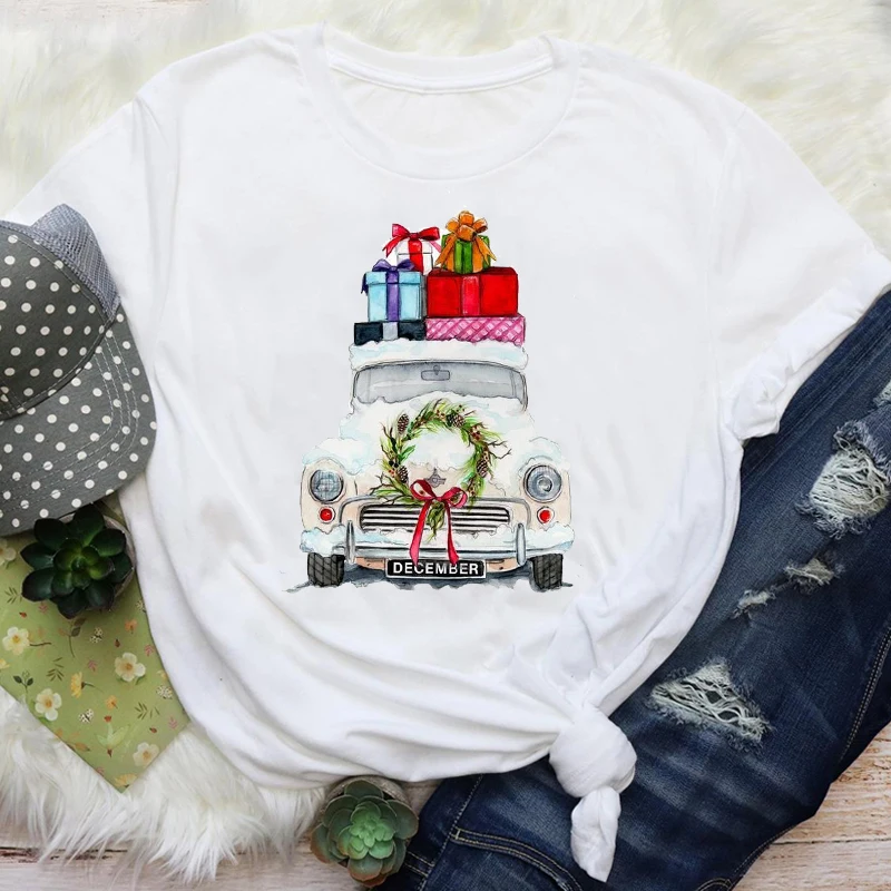 Women Truck Gift Print Tops Lady Fashion New Year Holiday Merry Christmas Cartoon T-Shirt Female Graphic Short SleeveTees
Women Truck Gift Print Tops Lady Fashion New Year Holiday Merry Christmas Cartoon T-Shirt Female Graphic Short SleeveTees