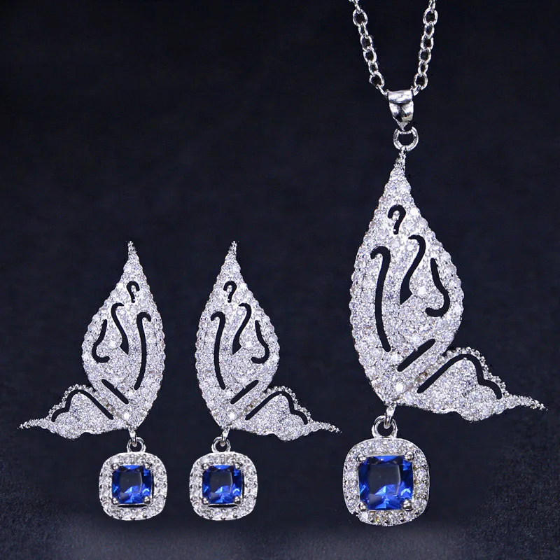 QTT Charms 925 Sterling Silver Butterfly Jewelry Set Blue Yellow Gemstone Earring Necklace Wedding Party Fine Jewelry Sets
QTT Charms 925 Sterling Silver Butterfly Jewelry Set Blue Yellow Gemstone Earring Necklace Wedding Party Fine Jewelry Sets