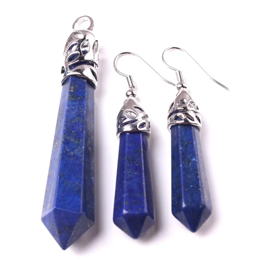 Trendy-beads Popular Silver Plated Hexagon Prism Pendant Lapis Lazuli Earrings Fashion Jewelry Sets
Trendy-beads Popular Silver Plated Hexagon Prism Pendant Lapis Lazuli Earrings Fashion Jewelry Sets