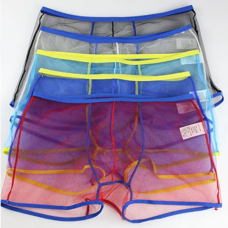 2020 Sexy Men Child Mesh Boxers Transparent Boxer Shorts See Through Underwear dropshipping | Мужская одежда