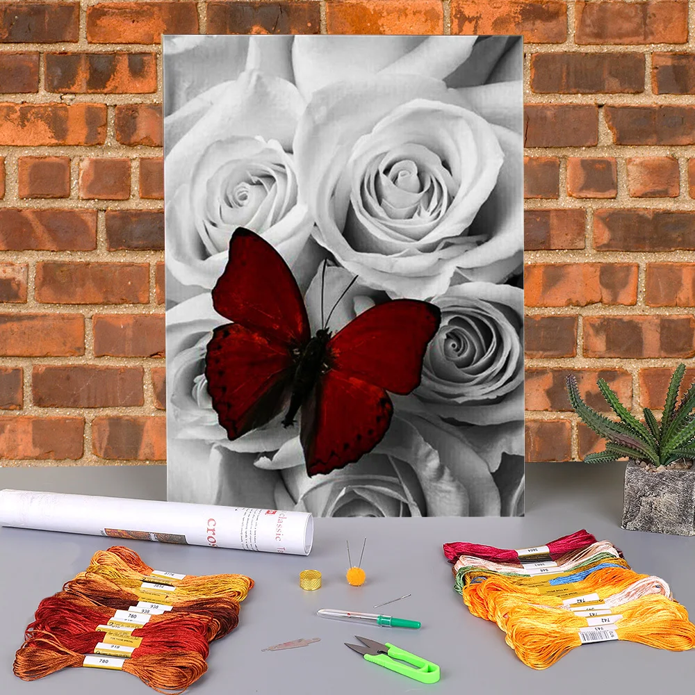 Rose Flower Black And White Printed Water-Soluble Canvas 11CT Cross-Stitch Kit Embroidery DMC Threads Hobby Mulina
Rose Flower Black And White Printed Water-Soluble Canvas 11CT Cross-Stitch Kit Embroidery DMC Threads Hobby Mulina