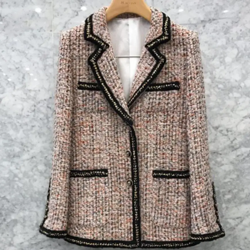 2020 autumn winter French small fragrance blazer women notched tweed ol small suit
2020 autumn winter French small fragrance blazer women notched tweed ol small suit