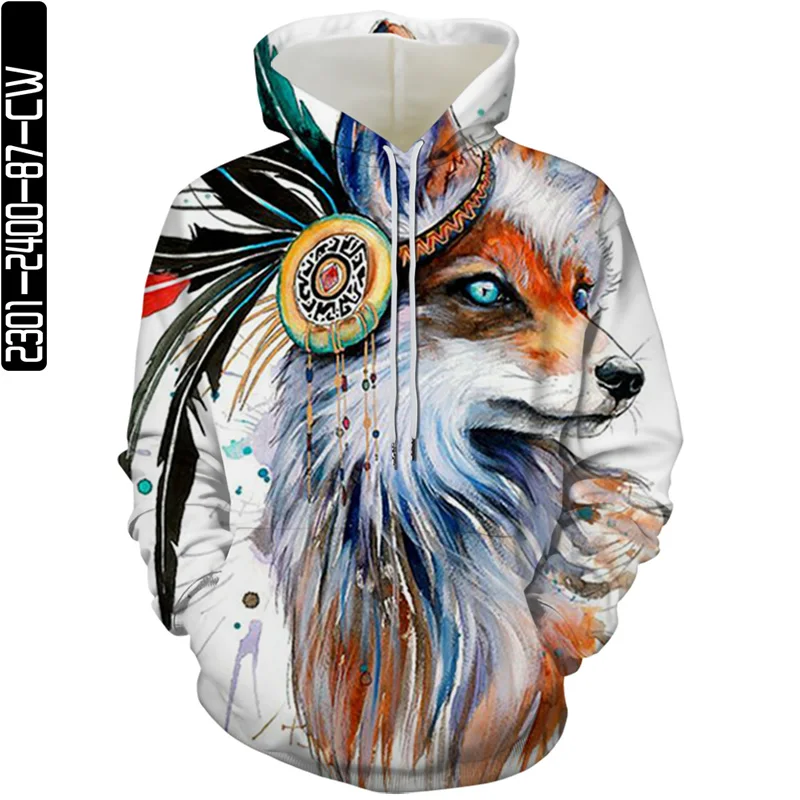 Fashion Men Wolf Animal 3D Printed Hooded youngs Men Hoodies Shinning fox Design Sweatshirts 3D Harajuku Hoody