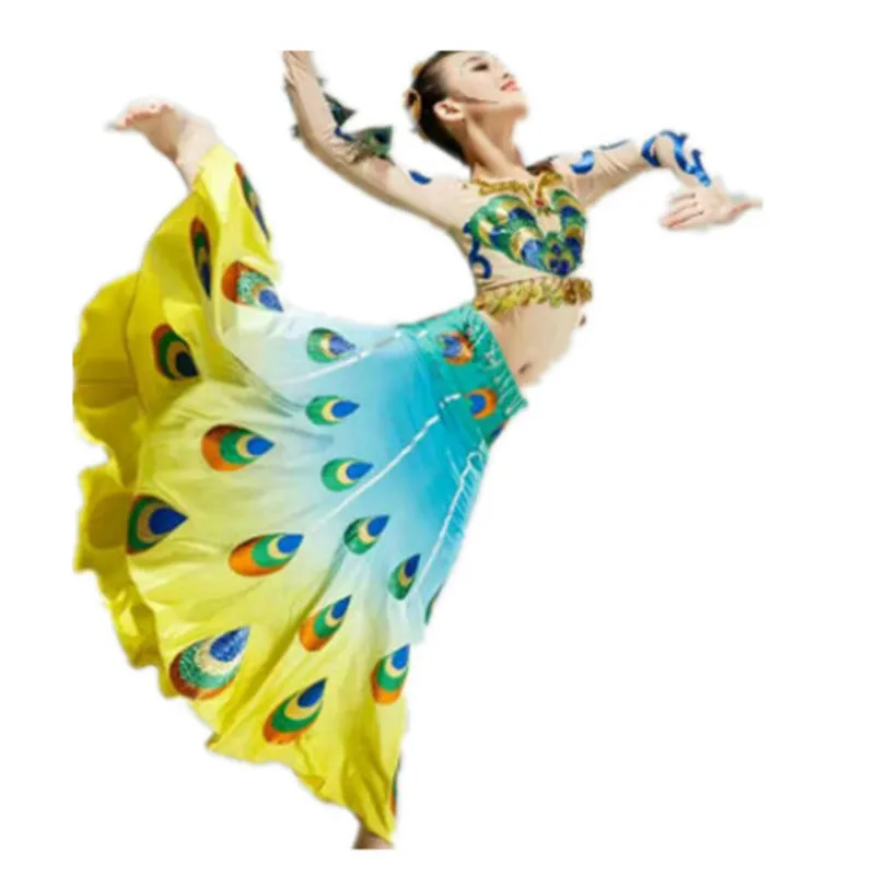 Girl's quality new dance long skirt Dai dance costume national classical costume Peacock dance costume top+skirt+headgear set
Girl's quality new dance long skirt Dai dance costume national classical costume Peacock dance costume top+skirt+headgear set