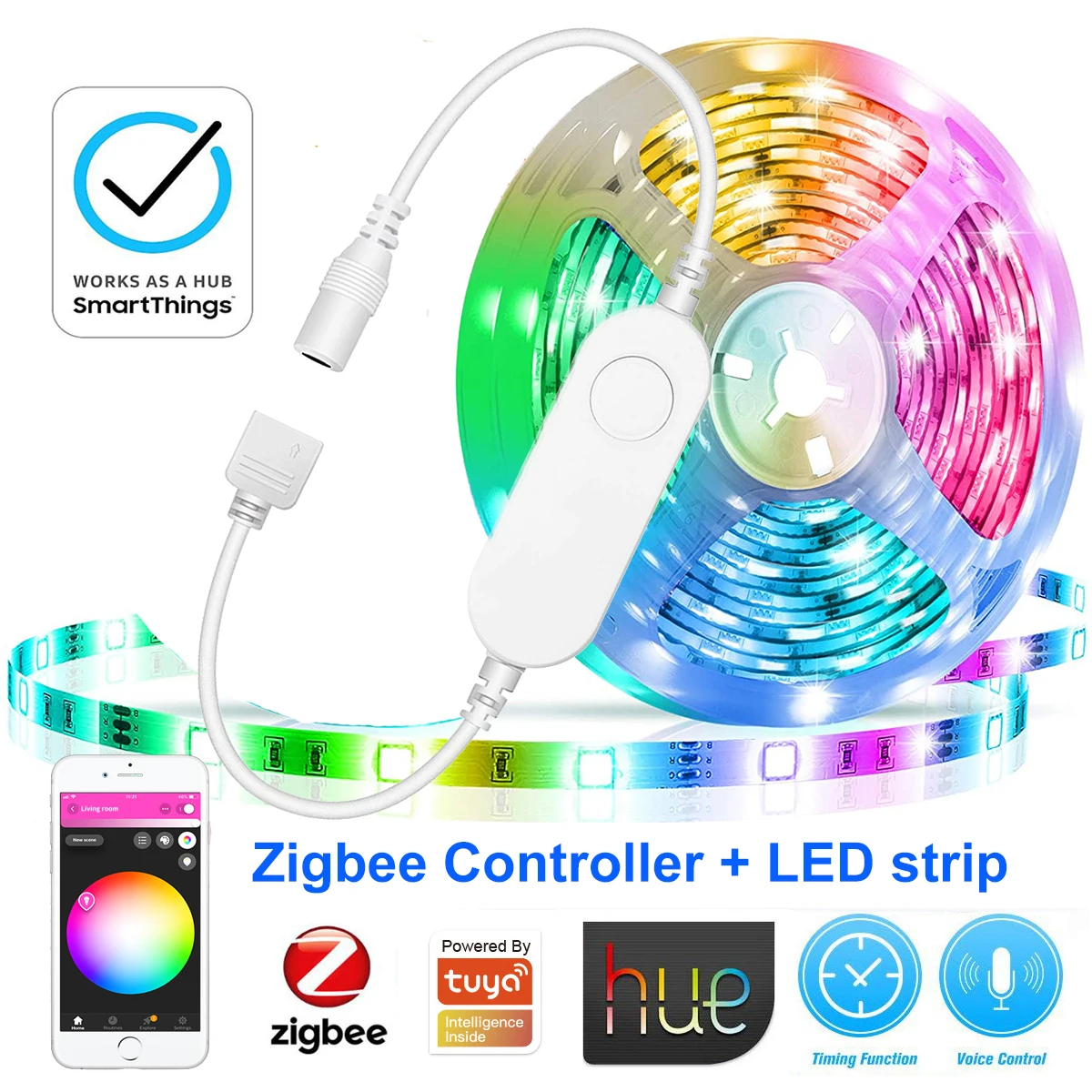 Zigbee LED Smart Strip 5M DC12V Light RGB CCT RGBCW Controller Works Smartthings Zigbee 3.0 Hue Alexa Echo Plus Google Assistant
Zigbee LED Smart Strip 5M DC12V Light RGB CCT RGBCW Controller Works Smartthings Zigbee 3.0 Hue Alexa Echo Plus Google Assistant