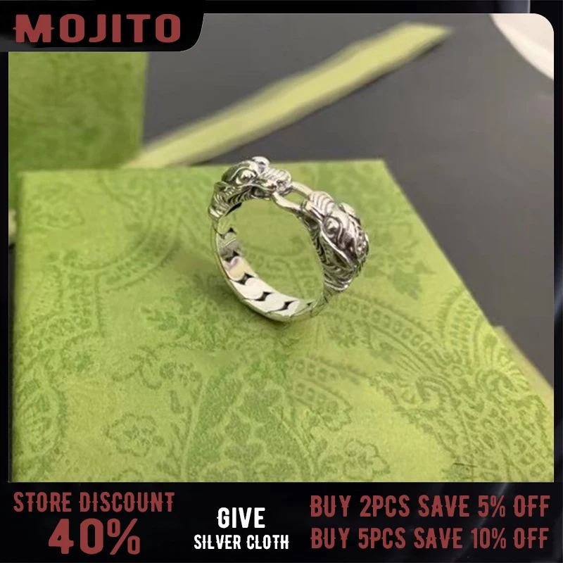 S925 Sterling Silver New Tiger Head Interlocking Gg Ring Retro Classic Fashion Old Luxury Brand Jewelry Fine Party Holiday Gift
S925 Sterling Silver New Tiger Head Interlocking Gg Ring Retro Classic Fashion Old Luxury Brand Jewelry Fine Party Holiday Gift