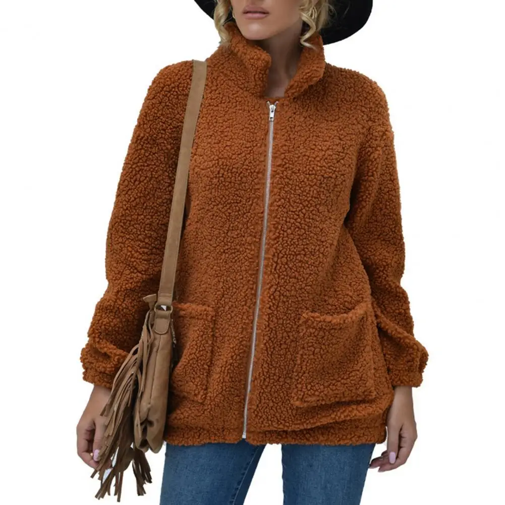 Women Jacket Long Sleeve Zipper Closure Fleece Jacket Two Pockets Stand Collar Warm Coats Cardigan Outerwear Autumn Winter
Women Jacket Long Sleeve Zipper Closure Fleece Jacket Two Pockets Stand Collar Warm Coats Cardigan Outerwear Autumn Winter