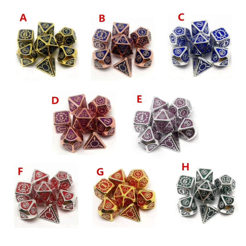 New Metal Dice 7pcs/set RPG Dice Board Game Magic Props D4 D6 D8 D10 D12 D20 Entertainment Toy
New Metal Dice 7pcs/set RPG Dice Board Game Magic Props D4 D6 D8 D10 D12 D20 Entertainment Toy