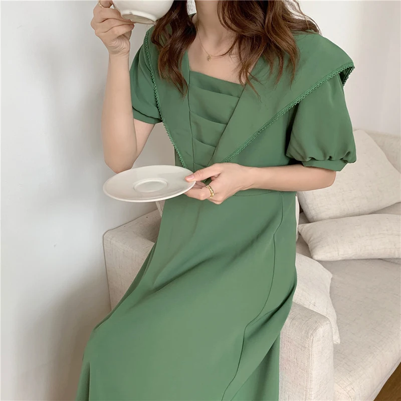 QOERLIN Chic French Square Collar High Waist Slim Puff Sleeve Mid-length Dress Summer Short Sleeve Casual Long Dresses Vestidos
QOERLIN Chic French Square Collar High Waist Slim Puff Sleeve Mid-length Dress Summer Short Sleeve Casual Long Dresses Vestidos